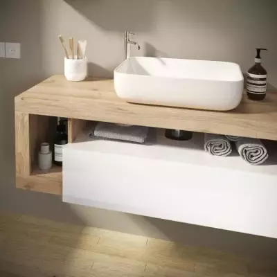 Ensemble Meuble salle de bain HAMBOURG L110 - Vasque + 2 Tiroirs + 3 n Ensemble Meuble salle de bain HAMBOURG L110 - Vasque + 2 Tiroirs + 3 n