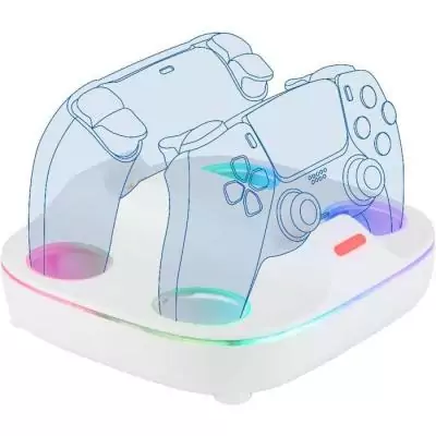 Station de recharge magnétique pour 2 manettes PS5 - Konix - Blanc