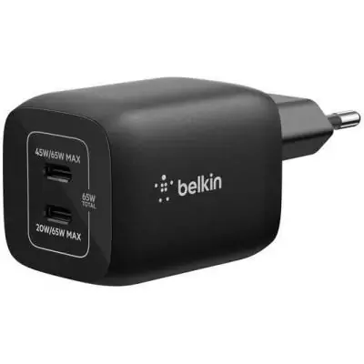 Chargeur secteur double port USB-C - BELKIN - 65 W - Nintendo Switch 2 - Noir