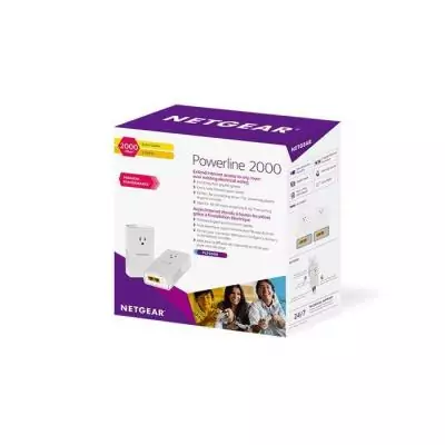 Adaptateurs CPL 2000 Mbit/s - Pack de 2 avec 2 ports RJ45 - Prise intégrée PLP2000-100FRS