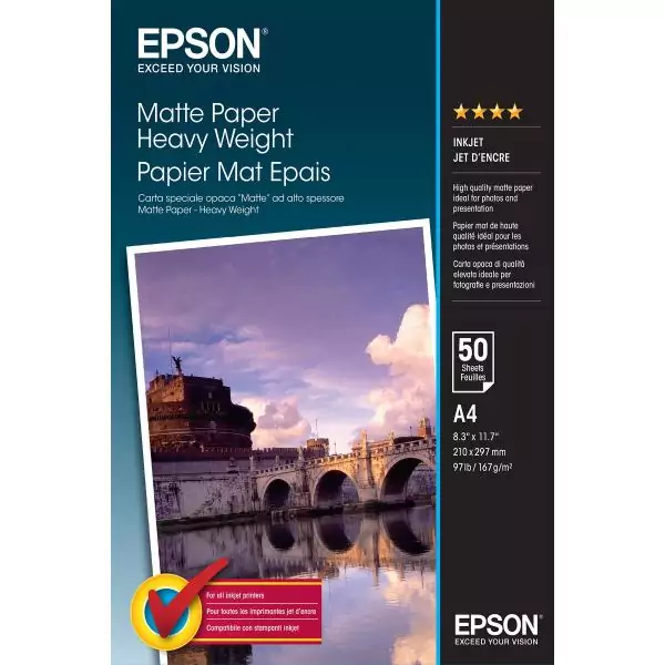 Papier photo mat EPSON S041256 - 167g/m2 - A4 - 50 feuilles