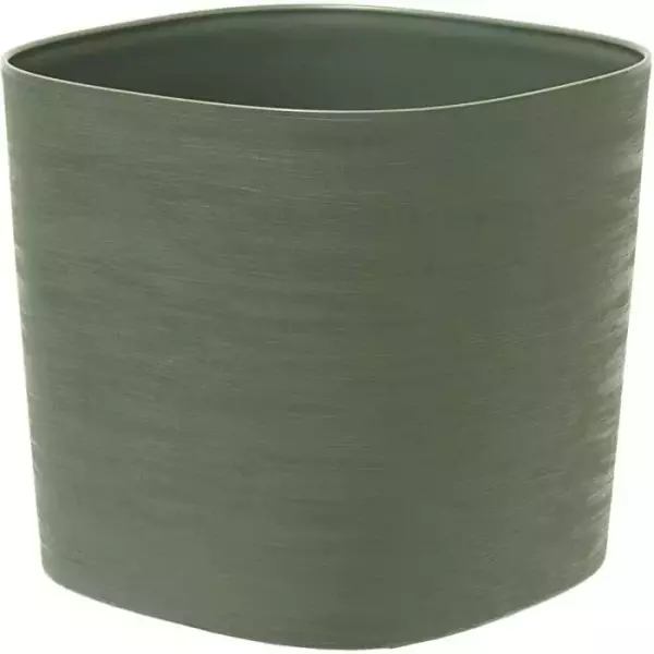 Pot avec réserve d'eau - GARDEN ID Respect - Vert de gris 40 x 40 cm - 100% déchets ménagers - 100% recyclable - Surface stru