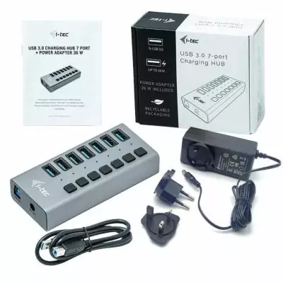 i-tec USB 3.0 Charging HUB 7port + Power Adapter 36 W