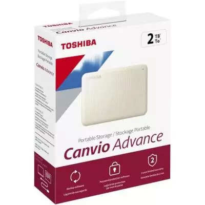 Disque Dur Externe Toshiba Canvio Advance 2 To Blanc - Sécurité et Sauvegarde Incluses
