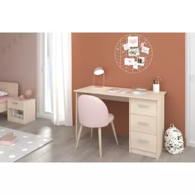 Bureau ESSENTIEL 3 tiroirs - Décor Acacia clair - Made in France Bureau ESSENTIEL 3 tiroirs - Décor Acacia clair - Made in France