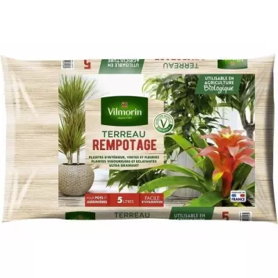Terreau rempotage plante d'intérieur 5L pour des plantes épanouies Terreau rempotage plante d'intérieur 5L pour des plantes épanouies