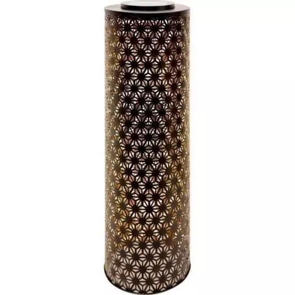Lampe solaire - GARDEN ID Colonne - Or-Noir Ø20 H60 cm - 6 a 8h lumiere - Bouton marche/arret - Batterie LI-ION durable.
