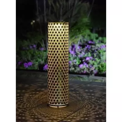 Lampe solaire GARDEN ID Colonne Or-Noir Ø20 H80 cm - 6 a 8h lumiere