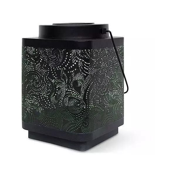 Lanterne solaire - GARDEN ID Attract - Vert 16 x 16 h23 cm - 6 a 8h autonomie - Mobile - Bouton on/off.
