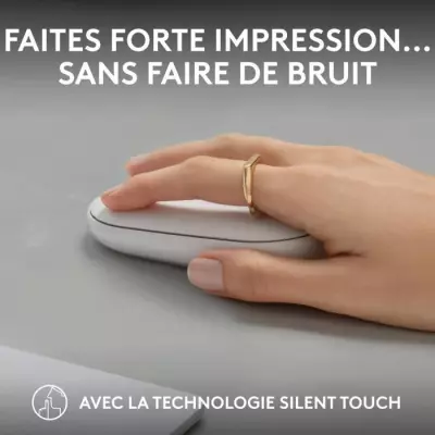 Souris Logitech Pebble Mouse 2 M350 - Blanche, fine et portable Souris Logitech Pebble Mouse 2 M350 - Blanche, fine et portable