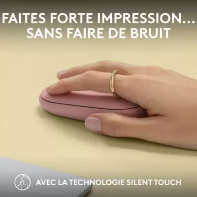 Souris sans fil Logitech Pebble Mouse 2 M350s - Rose - Compacte et élégante