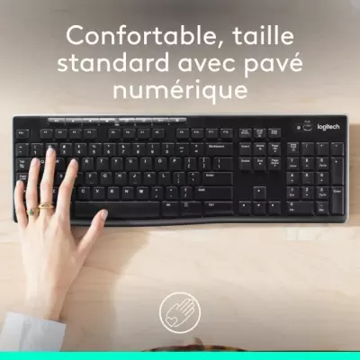 Clavier Logitech K270 Sans Fil AZERTY Noir - Compact et Performant