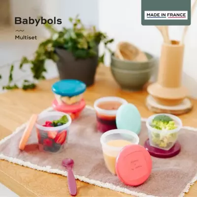 Kit BABYMOOV Babybols XXL : 12 pots de conservation + 3 cuillères • Plus responsable - Made in France Kit BABYMOOV Babybols XXL : 12 pots de conservation + 3 cuillères • Plus responsable - Made in France