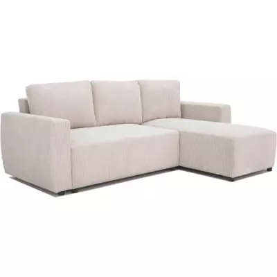 Canapé d'angle convertible réversible PHARELL - Velours côtelé beige Canapé d'angle convertible réversible PHARELL - Velours côtelé beige