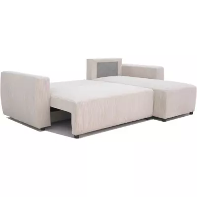 Canapé d'angle convertible réversible PHARELL - Velours côtelé beige Canapé d'angle convertible réversible PHARELL - Velours côtelé beige