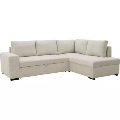 Canapé d'angle réversible NIRVANA 4-5 places - Velours perle - Rangement - L247 x P183 Canapé d'angle réversible NIRVANA 4-5 places - Velours perle - Rangement - L247 x P183