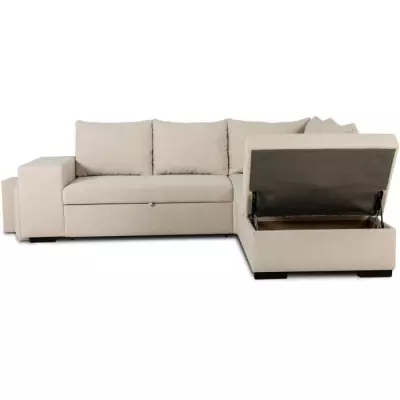 Canapé d'angle convertible réversible 4 places MITCHELL - Tissu Beige - Design éco-responsable Canapé d'angle convertible réversible 4 places MITCHELL - Tissu Beige - Design éco-responsable