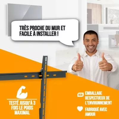 Support mural inclinable NANOOK pour TV 40-65" - Montage facile - Noir