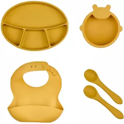 Pack Repas Silicone Jaune Miel - Kit Bain Bébé Pack Repas Silicone Jaune Miel - Kit Bain Bébé
