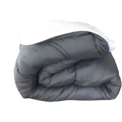 Couette chaude bicolore ABEIL - 140 x 200 cm - Blanc et gris