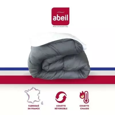 Couette chaude bicolore Blanc et gris - 220 x 240 cm