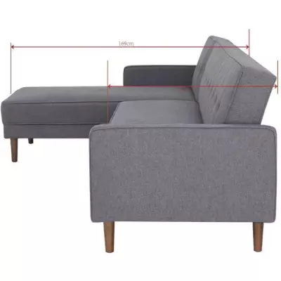 Canapé d'angle convertible 3 places réversible - Gris foncé - Bois FSC - IMANIA