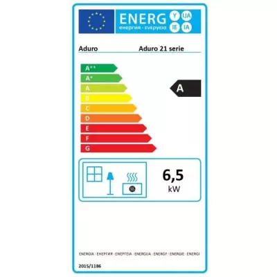 Poêle à bois ADURO 21 - 50240 - 6,5 KW - Noir - Design moderne