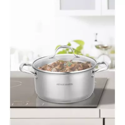 Marmite Arthur Martin 28 cm avec couvercle en Acier Inoxydable - Tous feux dont induction