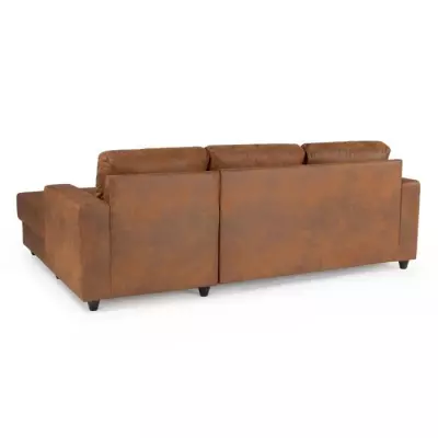 Canapé d'angle droit 4 places - Tissu marron vintage - Contemporain