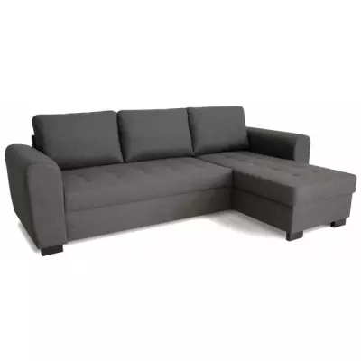Canapé d'angle fixe 4 places en Tissu Anthracite - HAMILTON
