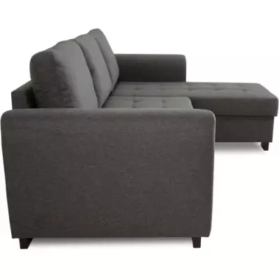 Canapé d'angle fixe 4 places en Tissu Anthracite - HAMILTON