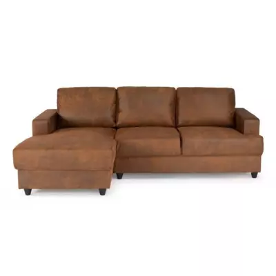 Canapé d'angle gauche 4 places - Tissu Marron vintage - Style contemporain