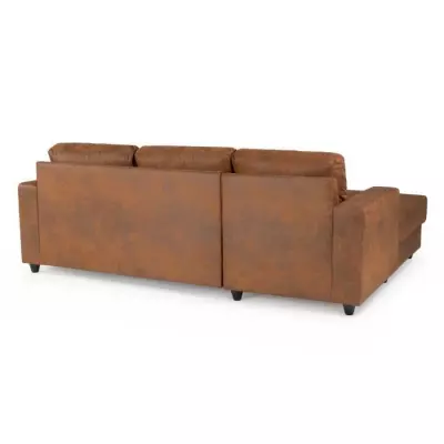 Canapé d'angle gauche 4 places - Tissu Marron vintage - Style contemporain