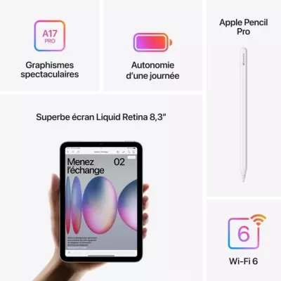 iPad mini (2024) - 8.3'' Bleu - WiFi - 256 Go