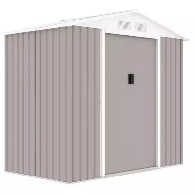 Abri de jardin métal 2,71m² taupe - 213x127x195cm - 2 portes coulissantes