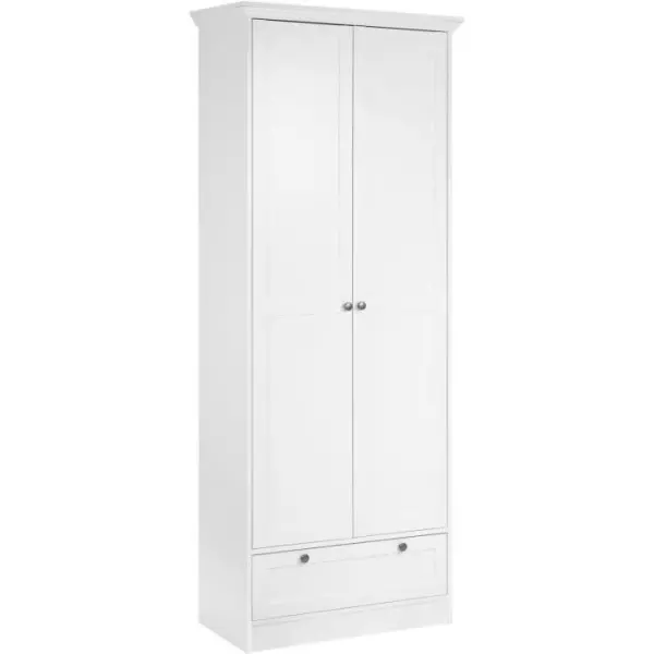 Armoire Landwood - Décor Blanc Mat - 2 Portes - 1 Tiroir - L80 x P39 x H200 cm