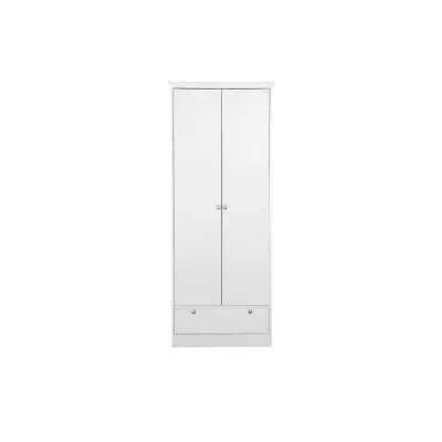 Armoire Landwood Blanc Mat - 2 Portes - 1 Tiroir - L80 x P39 x H200 cm