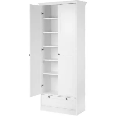 Armoire Landwood Blanc Mat - 2 Portes - 1 Tiroir - L80 x P39 x H200 cm