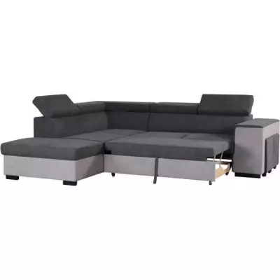 Canapé d'angle convertible 5 places - Gris - L271 x P220 x H77 cm