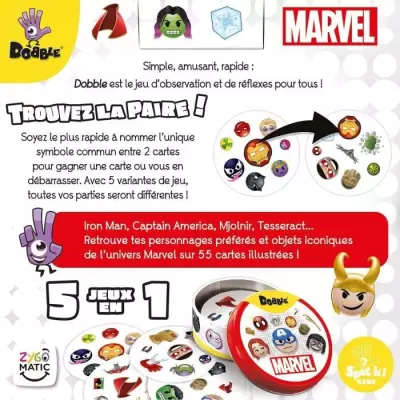 Jeu d'ambiance Dobble Marvel Emoji - 6 ans - Extérieur - Mixte