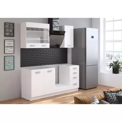 ATLAS Cuisine 5 éléments blanc - L180 cm ATLAS Cuisine 5 éléments blanc - L180 cm