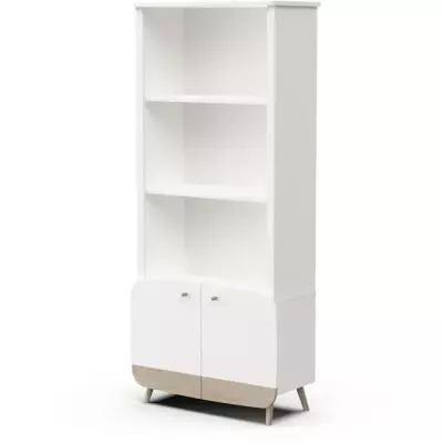 Bibliothèque scandinave 2T / 2P - Blanc mat / chene - 77.4 x 36.6 x 177 cm