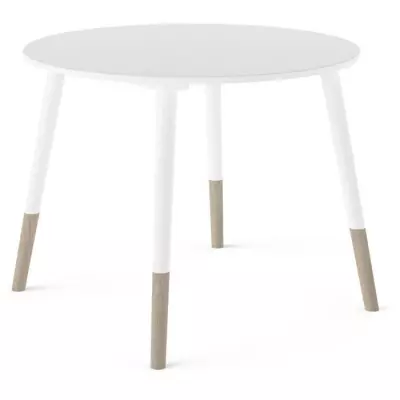 Ensemble table + chaises FIMIANA - Style scandinave - Blanc mat / Chene kronberg