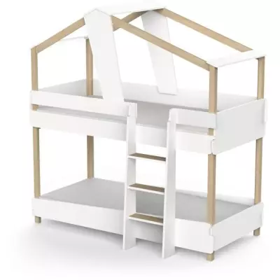 Lits superposés TIMBER - 90 x 200 cm - Bois et blanc