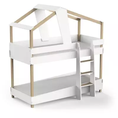 Lits superposés TIMBER - 90 x 200 cm - Bois et blanc