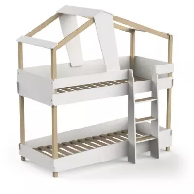 Lits superposés TIMBER - 90 x 200 cm - Bois et blanc