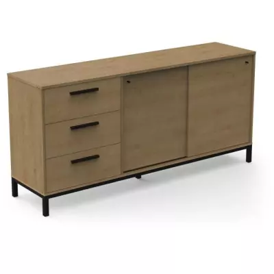 Enfilade 2 portes coulissantes CRAFT Chene Hamilton / Noir - 181 x 44,9 x 86 cm Enfilade 2 portes coulissantes CRAFT Chene Hamilton / Noir - 181 x 44,9 x 86 cm