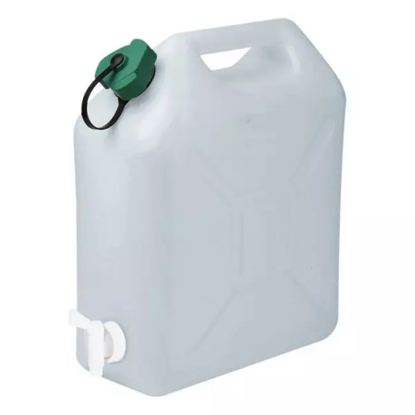 Jerrycan extra-fort - [MARQUE] - avec robinet eau propre 5 litres - Blanc et vert - Camping-car