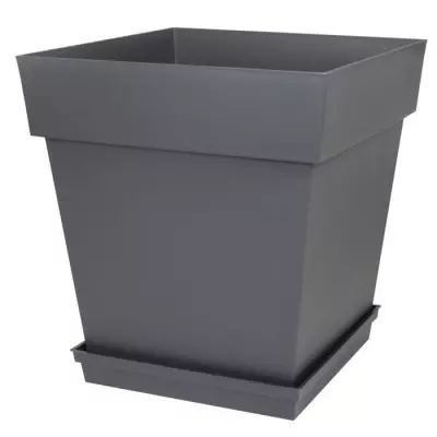 Soucoupe carrée Toscane - 40 cm - Gris anthracite