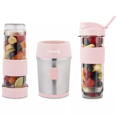 Mini blender rose pastel - 300 W - 570 mL - 2 gourdes incluses